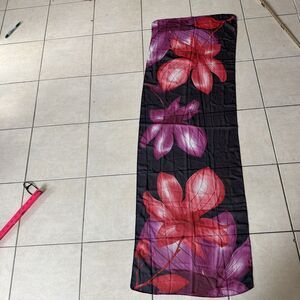 scarf sheer tropical  flowers red purple